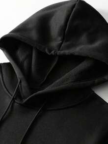Men's Hoodie, Compass And Wings Print, Loose Fit, With Adjustable Drawstring, Autumn/Winter - Army Green - View 7
