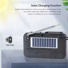 Portable Mini Bluetooth FM Radio Solar Powered Wireless Speaker, Supports USB & TF Card Emergency Playback - View 7