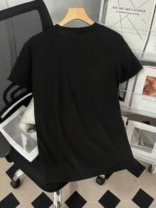 Life Is Better With Coffee 夏季休閒百搭 Snoopy 女款圓領短袖寬鬆針織簡約基礎款 T-shirt - 黑色 - 查看 2