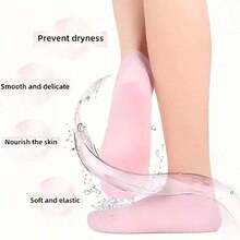 1 Pair Of Silicone Moisturizing Socks - High Elastic Aloe Soothing Anti Slip Gel Heel, Night Home Foot Care, Softening And Moisturizing, No Shoes To Wear, Soft Texture, Women's Moisturizing Anti Crack Sole Socks, For Dry Heels - Foot Care 1GPU - Blue - View 6