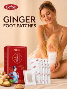 Cofoe 50 piezas/Caja Parches para los pies de jengibre | Parches naturales a base de hierbas para el cuidado de los pies, adecuados para personas mayores y mujeres, promueven un buen sueño - Rojo - Ver 1