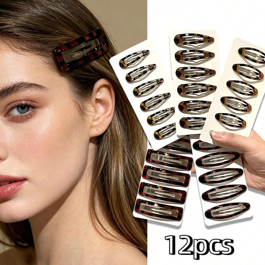 12 chiếc kẹp tóc BB họa tiết da báo dành cho nữ, cỡ nhỏ và vừa, phù hợp cho sử dụng hàng ngày, lễ hội và kỳ nghỉ biển. - Nhiều màu - Xem 1