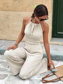 Frenchy Mono de mujer versátil y de moda con cordón, textura y cuentas para vacaciones - Albaricoque - Ver 1