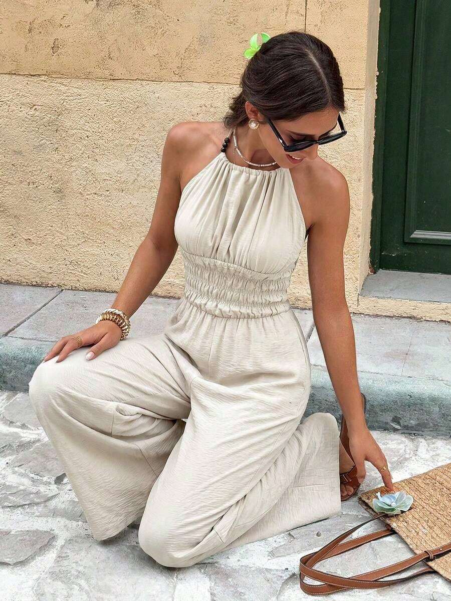 Frenchy Mono de mujer versátil y de moda con cordón, textura y cuentas para vacaciones - Albaricoque - Ver 1