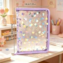 6 Colors A5 PVC Photocard Binder Holographic Heart Clear Photo Album Sticker Organizer Book With Zipper 6-Ring Loose Leaf Collect Book - A5 - View 6