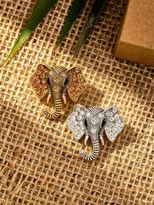 1/2 piezas Broche de elefante de estilo vintage con rhinestones, elegante y versátil pasador de solapa para traje, abrigo, suéter, chal, accesorio único y delicado - Multicolor - Ver 6