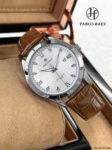 Pablo Raez 1pc Fashion Men's Watch Stainless Steel Original Charming Men's Watch Silver Luxury Brown Black Soft Comfortable PU Leather Classic Diamond Designer Dial With Date Function 50M Water Resistant Brand New AAA Grade Men's Quartz Casual Clock Suitable For Boy Friend Or Family Father's Day Gift Suitable For Daily Life/Work/Party Decoration Dress Watch Graduation Ceremony Wedding Birthday Gift - one-size - View 13