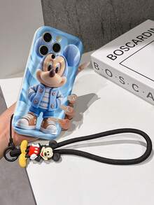 Disney Mickey Mouse Phone Case With Mickey Charm And Lanyard - Cute Mickey Protective Case With Knitted 3D Outfit And Blue Fabric Background, Equipped With Delicate Mickey Decorative Lanyard And Beaded Bracelet For Easy Carrying, Compatible With IPhone 17, 16, 15, 14, 13, 12, 11 Pro Series, Ideal For Birthdays, Holidays, Anniversaries, Graduation Gifts, Or Any Special Occasion To Surprise Family, Friends, Classmates, And Loved Ones. - trắng - Xem 6