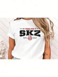 Camiseta Stray, Camiseta SKZ, Camiseta Stay Stray, Camisetas de Concierto Stray, Regalos para Amantes del , Mercancía Stray, Camisetas de Mercancía , 100% 220g, Camiseta de Cuello Redondo, Manga Corta, Ropa de Verano para Hombre y Mujer, Camisetas Unisex - Negro - Ver 6