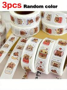 1/3/6/10pcs Kabibala Waterproof Stickers, 500 Sheets - High Adhesive, No Residue, Cute Animal & Food Patterns - Great For Back To School Rewards, Can Stick On Water Bottles, Laptops, Scrapbooks - Fun Reward Gift, Adorable Stickers - Multicolor - View 13