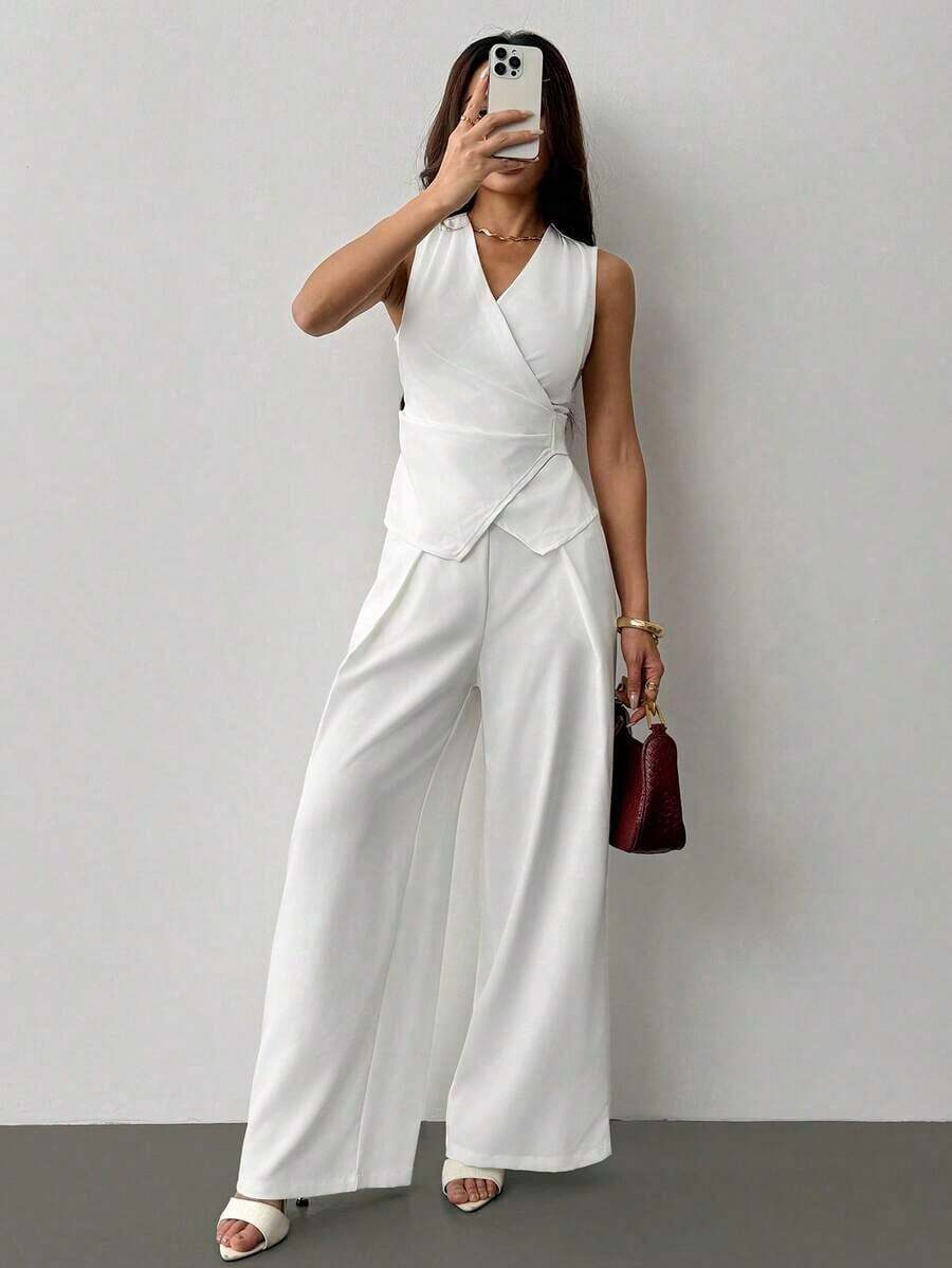 Trajes de mujer, elegantes para ir al trabajo en otoño/invierno - Blanco - Ver 1