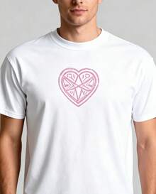 Camiseta Blanca Unisex Algodón Suave Muñeca Gótica Rosa Pentagrama Corazón Estampado Doble Cara Metal Punk - Blanco - Ver 2