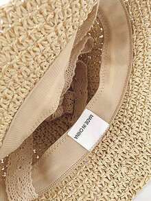 1pc Children's Straw Hat, Fashionable Versatile Sun Protection Bucket Hat For Girls, Suitable For Spring/Summer Beach, Outdoor Activities - 1PC - View 3
