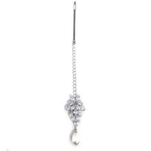 1 chiếc kẹp tóc cài trán đính ngọc trai hình lá và đá Zirconia màu vàng, thích hợp cho cô dâu, phù dâu, dự tiệc cưới, dạ hội, ngày Valentine. - Bạc - Xem 4