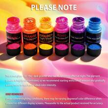 6pcs - 12 Colors Neon Powder - Fluorescent Mica Powder Suitable For Epoxy Resin, Nail Art, Slime, Soap Making, Eyeshadow & DIY Crafts - 12 Colors With 20ml Each Bottle, High Color Saturation, Non-Glowing (Not Glow In Dark) - Multicolor - View 5