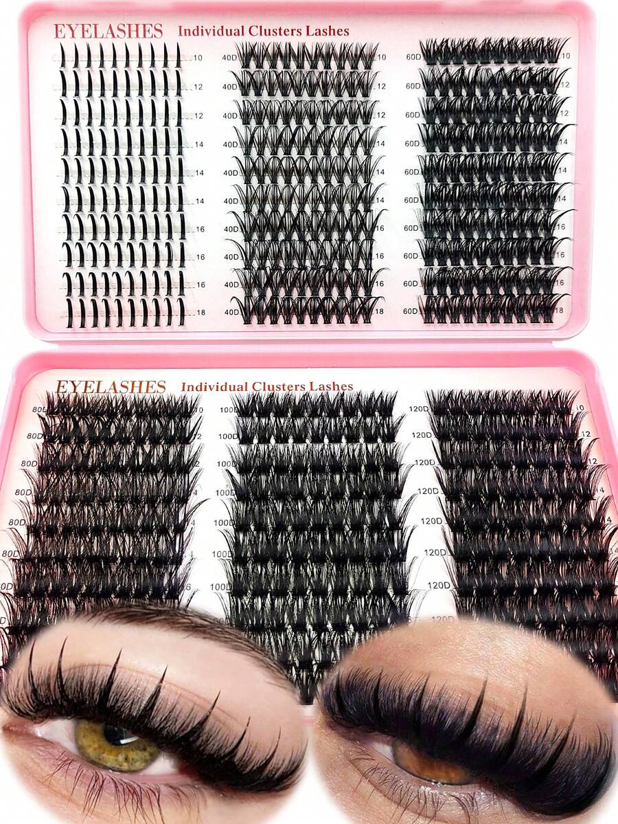 Rikuaild Large Capacity Eyelash Book 570/590 Pcs 10-18mm D-Curly Spikes Lashes DIY Eyelash Extensions, Manga+40D+60D+80D+100D+120D Individual Segmented False Eyelashes, Ultra Soft, Wedding Eyelash Clusters, Individual Eyelashes, Lashes, Fake Lashes - D - View 1