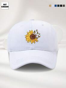 1pc Unisex Adjustable Size Sunflower & Butterfly Print Casual Baseball Cap, Versatile For Outdoor, Camping, Beach, Party, Breathable, Suitable For Spring, Summer, Autumn, Winter - A - View 11