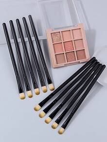 Bộ 10 cọ tán phấn mắt, cán đen, lông mềm mại, dễ tán phấn mắt, thích hợp cho trang điểm mắt chuyên nghiệp và hàng ngày. - màu đen - Xem 5