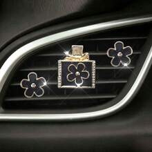 3pcs Rhinestone Daisy Flower Car Air Vent Clip Decor, Shiny Daisy Flower Car Interior Decor, Goddess Style Car AC Vent Clip, Can Be Used As Gift - Perfume Bottle With Flowers - View 10