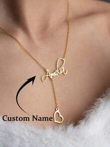 Dây chuyền khắc tên theo yêu cầu, Mặt dây chuyền khắc tên theo yêu cầu, Quà tặng Ngày của Mẹ, Dây chuyền hình trái tim phong cách retro bằng thép không gỉ, Dây chuyền khắc tên theo yêu cầu dành cho nữ, Trang sức mùa hè, Phụ kiện đi biển dành cho nữ, Quà tặng Ngày của Mẹ - Nhiều màu - Xem 1