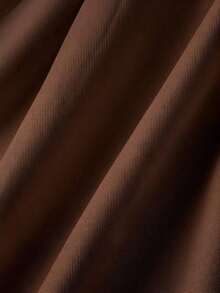 Vestido color albaricoque con cuello redondo, sin mangas, con ribete de contraste, lazo decorativo en la cintura y bajo acampanado - Café integral - Ver 5