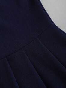 Vestido ajustado de estilo marinero vintage para mujer, elegante y versátil para la escuela, vacaciones, uso casual, azul, primavera/verano - Azul - Ver 5