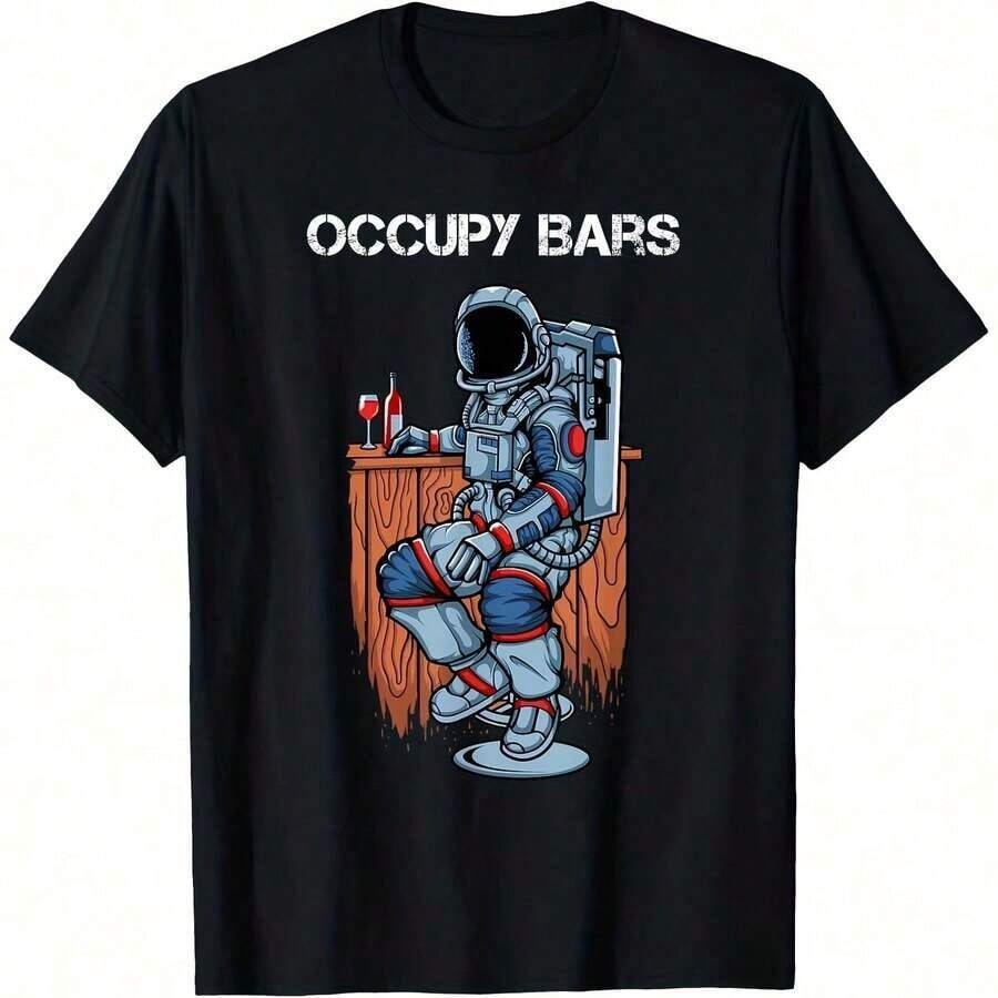 GiftSpace Women's Short Sleeve Crew Neck T-Shirt, Astronaut Design, Coic Explorer Style, One-Sided Print, Cotton, Soft, For All Seasons - 顏色 5 - 查看 1