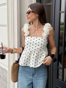Frenchy Top de camisola elegante sin mangas con volantes en el bajo, de unicolor, para el verano - Blanco y Negro - Ver 4
