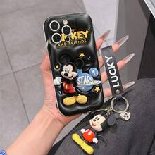 Disney Mickey Mouse Phone Case With Mickey Charm And Lanyard - Cute Mickey Protective Case With Starry Space Themed Background Design, Equipped With Delicate Mickey Decorative Lanyard And Beaded Bracelet For Easy Carrying, Compatible With IPhone 17, 16, 15, 14, 13, 12, 11 Pro Series, Ideal For Birthdays, Holidays, Anniversaries, Graduation Gifts, Or Any Special Occasion To Surprise Family, Friends, Classmates, And Loved Ones. - 白色 - 查看 1