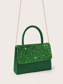 REMANLAND Luxury Elegant Chain Sequin Women's Party Clutch, Fashion Charming Envelope Bag For Prom, Shoulder Bag With Metal Chain, Perfect Match For Sequin Prom Dress, Wedding Gown, Best Gift For Loved One - Dark Green - View 4