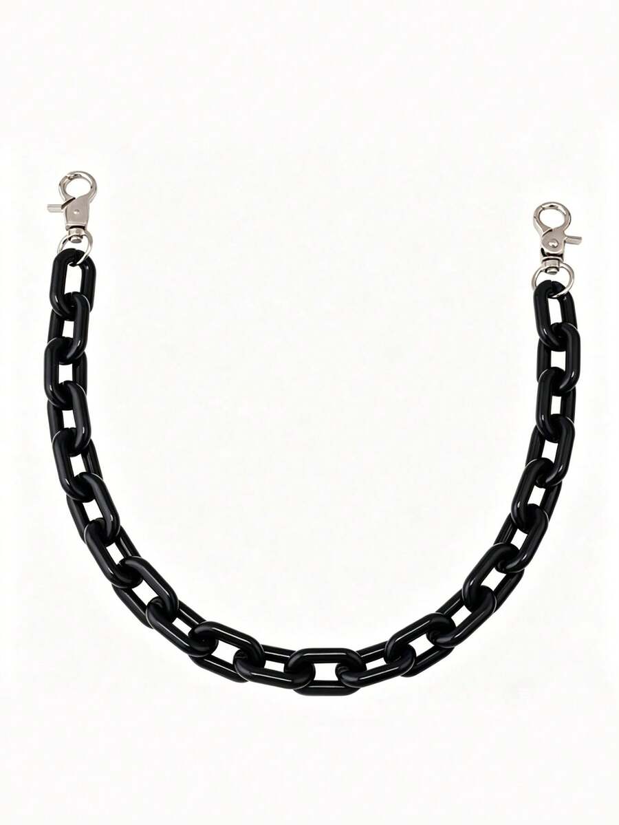 1pc Men's Metal Chain With Star Pendant Hollow Decoration Pants Chain - Black - View 1