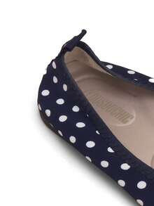 1 paire de chaussures plates à la mode et polyvalentes, légères, douces et confortables pour mère. Ballerines plates à enfiler à pois bleus - Bleu azur - Voir 5