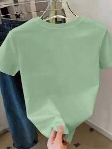 Camiseta de algodón 100% cómoda con bordado de flores silvestres oversize, camiseta bordada con flores, camiseta de cuello redondo y manga corta para el verano - Multicolor 4 - Ver 2