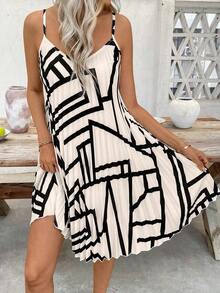 Clasi Vestido Naranja Plisado Sin Tirantes, Vestido De Color Coral, Vestido De Primavera - Blanco y Negro 2 - Ver 3