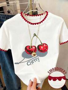 Camiseta casual de mujer con estampado de oso a rayas, verano - Blanco - Ver 6
