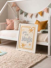 1件帆布牆面藝術品，兒童房裝飾畫，"You Are Magic"夢幻星形兒童房裝飾，波希米亞風格芥末黃與米色中性色調兒童房裝飾，勵志肯定藝術品，適用於幼兒臥室、兒童房、遊戲室牆面裝飾、閱讀區、育嬰室牆面裝飾 - 彩色 - 查看 2