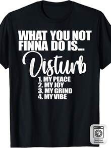 Camiseta de Mujer con el Esmalte "No Perturbes Mi Paz/Felicidad/Esfuerzos" - Diseño Vintage con Lema, Cuello Redondo y Manga Corta, Adecuada para Uso Casual en Todas las Temporadas. - Negro - Ver 3