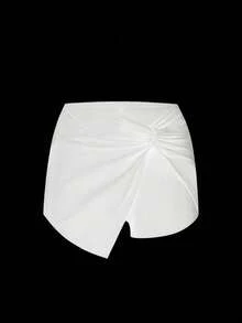 Fondo de bikini retorcido para mujer para la playa de verano y vacaciones - Blanco - Ver 4