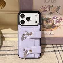 【新商品  】【韓国 オシャレ人気】あいふぉんケース　17 高級レストランスマホケース 韓国かわいい新デザインのスマホiphone17ケーススマホケース かわいい iPhone16ケース、耐衝撃性、iPhone17Proケース16 Pro Max/15 Pro/14/13に適合スマホケース>ドット  カードケース付き - パープル - チェックする 1