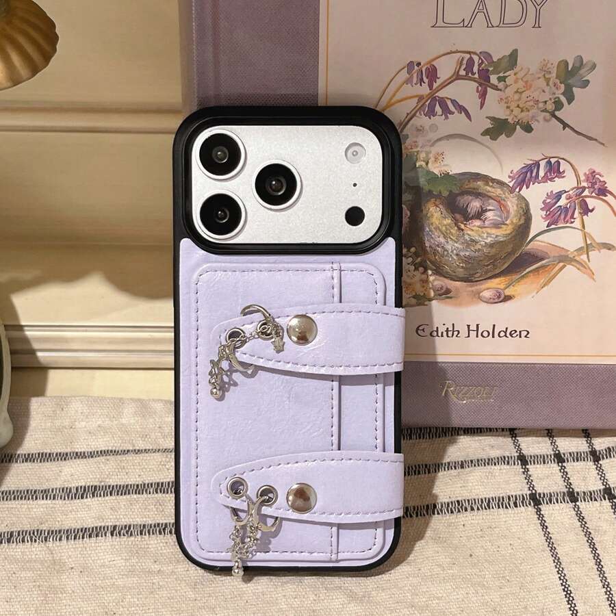 【新商品  】【韓国 オシャレ人気】あいふぉんケース　17 高級レストランスマホケース 韓国かわいい新デザインのスマホiphone17ケーススマホケース かわいい iPhone16ケース、耐衝撃性、iPhone17Proケース16 Pro Max/15 Pro/14/13に適合スマホケース>ドット  カードケース付き - パープル - チェックする 1