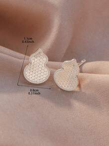 1 par de pendientes de mujer con colgante de calabaza plateada, diseño texturizado de panal hexagonal, regalo de joyería elegante - Multicolor - Ver 6