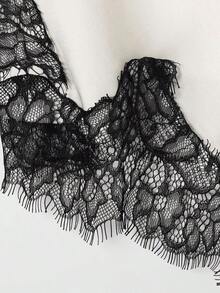 Seelio Nuevo Top de estilo lencería sexy con decoración de encaje, estilo europeo y americano, para mujer, color negro, para verano - Borde negro sobre fondo blanco - Ver 6