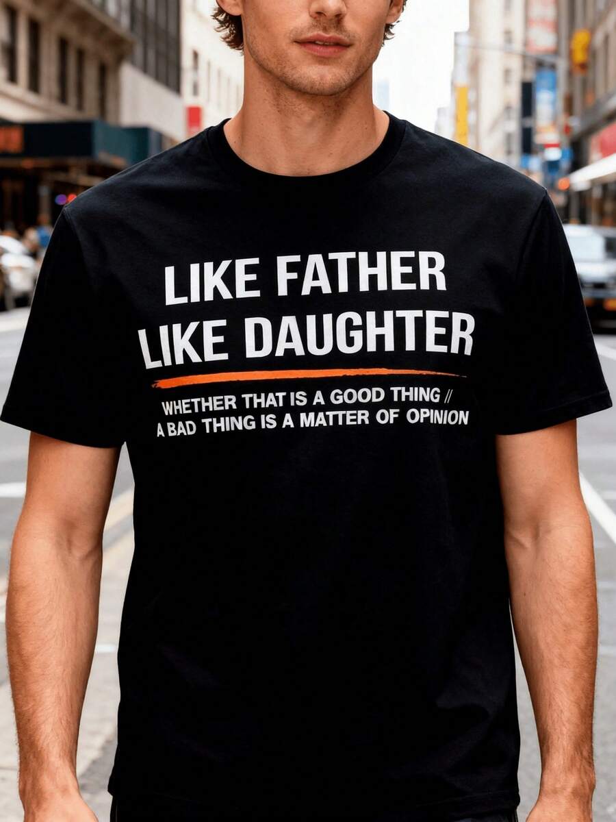 Funny Matching T-Shirts For Father And Daughter - T-Shirts With Family Saying Patterns Like "Dad Says This, Daughter Says That" - Soft Crew Neck T-Shirts, Suitable For Dad And Daughter - Creative Gift For Birthdays And Christmas - Father's Day Gift - Funny Family Sets - Unisex, Casual, Loose And Comfortable - Black - View 1
