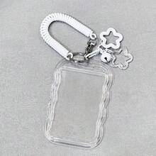 3件套加厚可扩展证件卡套，带钥匙扣和腕带，透明PVC卡套，带安全锁，防盗设计，耐用证件套，适用于学生证和校园卡，是理想的返校礼物 - 彩色 - 查看 4