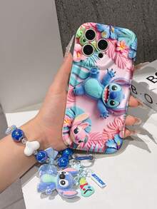Disney Lilo & Stitch Phone Case With Stitch And Angel Charm And Stitch Lanyard - Cute Stitch And Angel Protective Case With Tropical Flowers And Scrump Doll Design, Equipped With Delicate Stitch Decorative Lanyard And Beaded Bracelet For Easy Carrying, Compatible With IPhone 17, 16, 15, 14, 13, 12, 11 Pro Series, Ideal For Birthdays, Holidays, Anniversaries, Graduation Gifts, Or Any Special Occasion To Surprise Family, Friends, Classmates, And Loved Ones. - 白色 - 查看 6