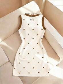 Vestido de mujer de cuello redondo ajustado sin mangas con estampado de rayas, primavera/verano - Multicolor 5 - Ver 2