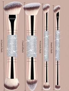 1 Set Shiny Rhinestone Professional Dual-Head Makeup Brush Set, Angled And Tapered Foundation Brushes, Multi-Functional Brushes, Women's Decorative Accessories, Travel And Holiday Essentials - Multicolor - View 6