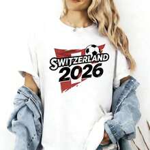 Spain 2026 World Cup Fan T-Shirt, Spanish Flag T-Shirt, La Roja T-Shirt For The 2026 World Cup, Gift For The Spanish National Team. Y2K Style Sportswear, Crew Neck, 100% Cotton, Soft Fabric, Short Sleeves. - 白色 4 - 查看 7