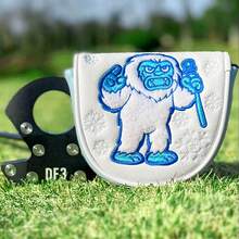 1pc Putter Head Cover With Snow Ape Pattern - Magnetic Closure PU Shell With Fluffy Lining And Cute Cartoon - Multicolor - View 4