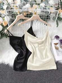 Clasi Camisola de cuello drapeado de 2 piezas para mujer para el verano - Albaricoque - Ver 6